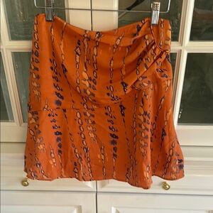 House of Harlow 1960 Vibrant Orange and Navy A-Line Skirt
